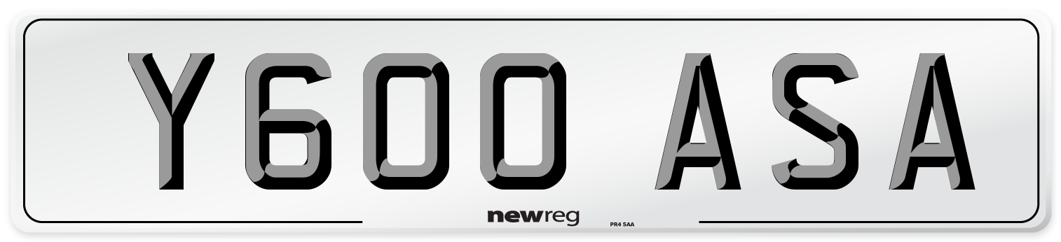 Y600 ASA Number Plate from New Reg
